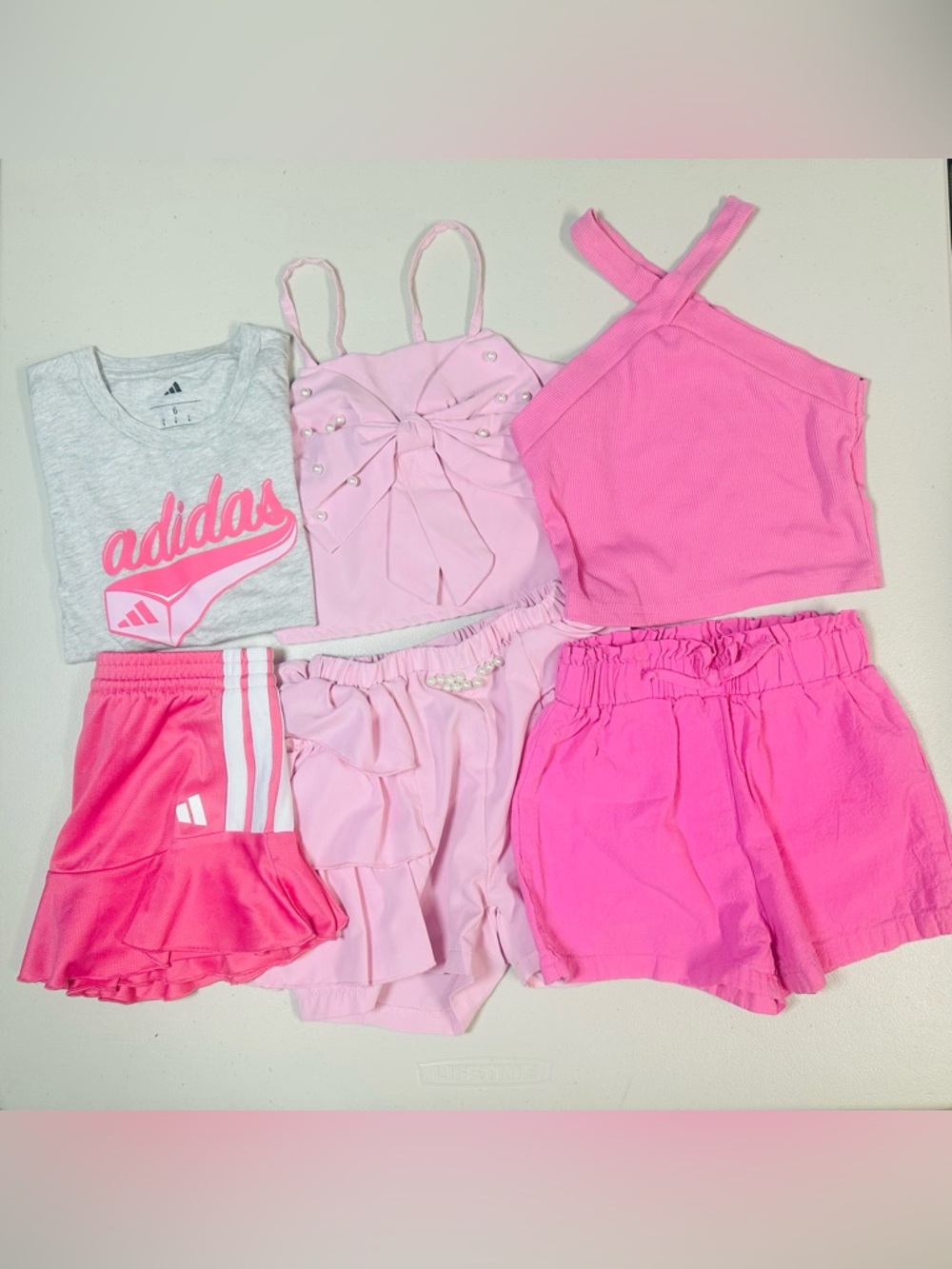 Set of 3 Adidas & Assorted Pink Kids Matching Set - Mix of Light and Bright Pink